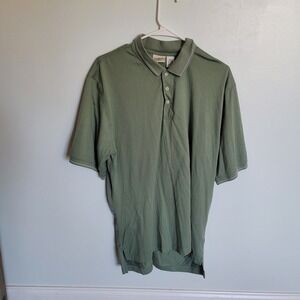LL Bean Mens Classic Fit Green Short Sleeve Polo Shirt Large Regular Casual Work